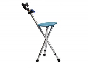 Portable Folding Aluminum Seat Cane with Three Feet