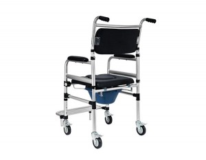 Movable aluminium structure wheelchair commode chair for disabled people