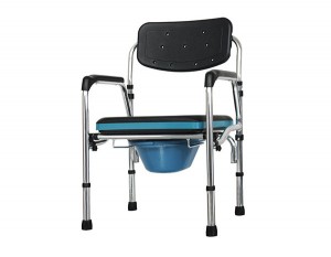 Movable aluminium structure wheelchair commode chair for disabled people