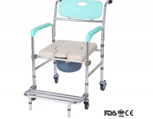 Movable aluminium structure wheelchair commode chair for disabled people