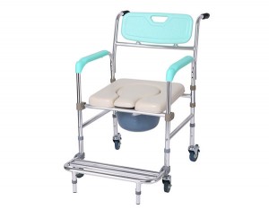 Movable aluminium structure wheelchair commode chair for disabled people